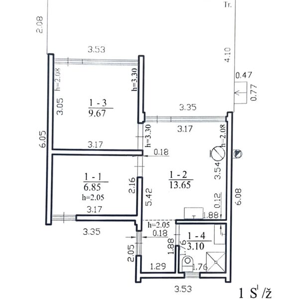 Namo planas – karkasinio 50 m² projekto brėžinys