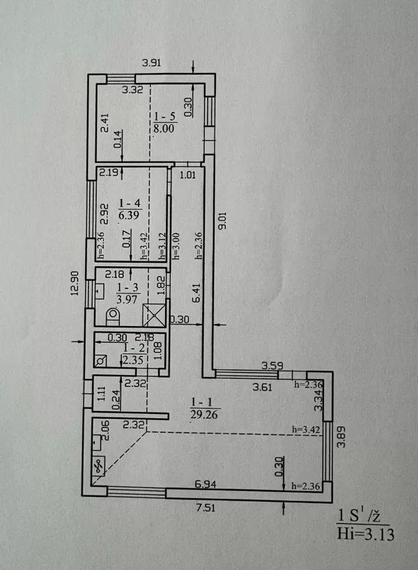 Naujo L formos 50m2 karkasinio namo išplanavimas